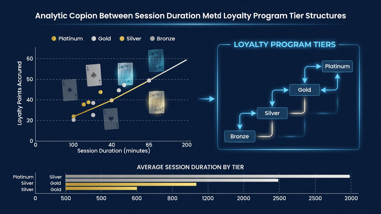 Browser interface showing card game session metrics alongside loyalty tier indicators