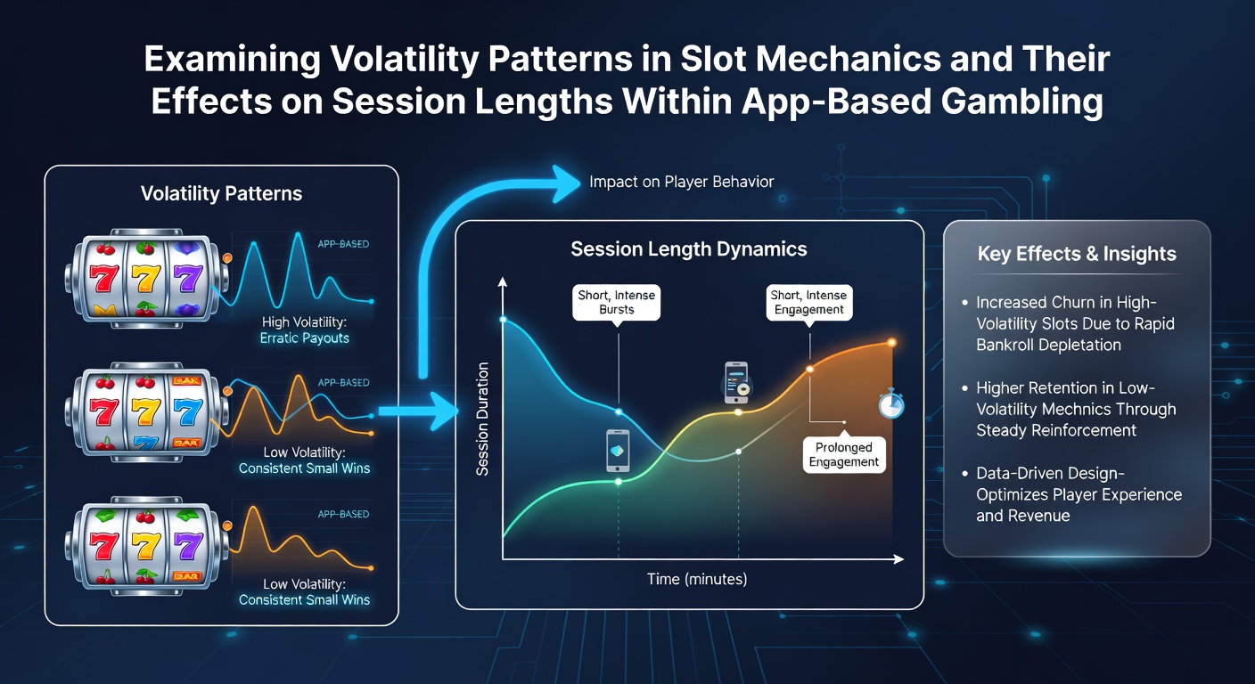 Detailed chart displaying low, medium, and high volatility slot patterns alongside measured average session lengths on mobile platforms