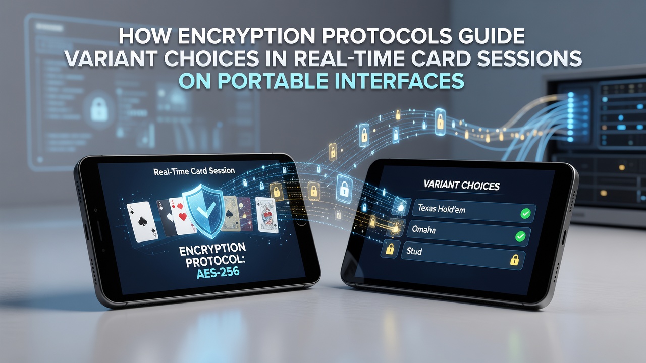 Mobile card game interface displaying variant options under encryption constraints