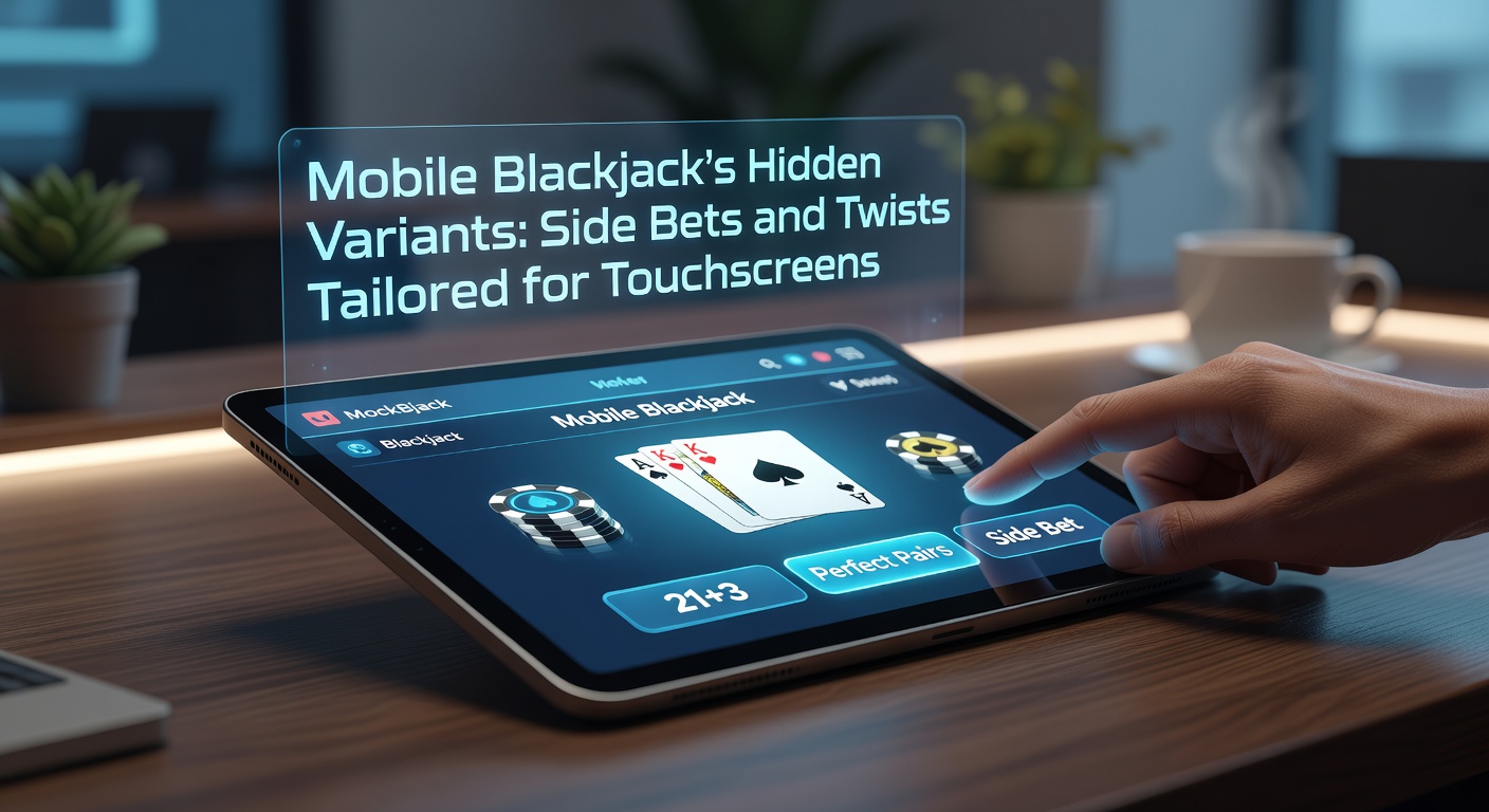 Smartphone screen displaying a vibrant mobile blackjack table with side bet options glowing on the touchscreen interface