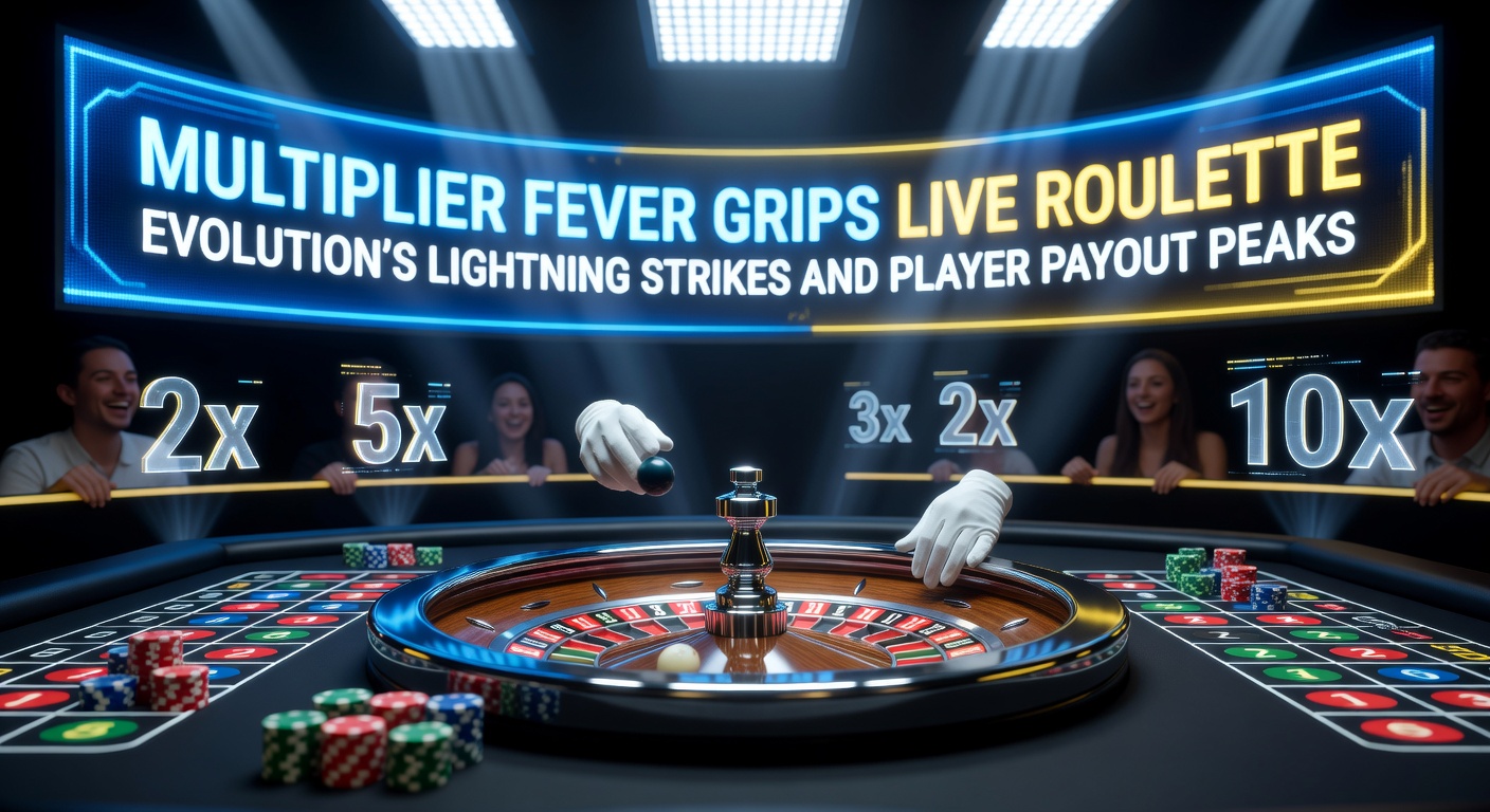 Dynamic live roulette wheel with glowing lightning bolts striking numbers, multipliers flashing up to 500x amid a bustling studio setup